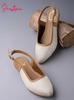 Shoetopia Womens Slingback Ballet Flats Cap Closed Toe Casual Ballerina Shoes with Adjustable Back Strap & Cushioned Insole