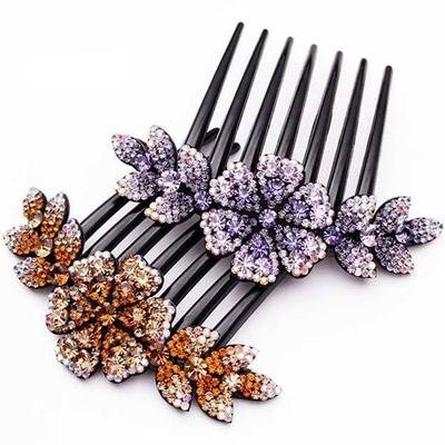 Accessories Bride Headpiece Bride Hair Jewelry Inlaid Flower Hair Comb Shiny Rhinestone Hairpin