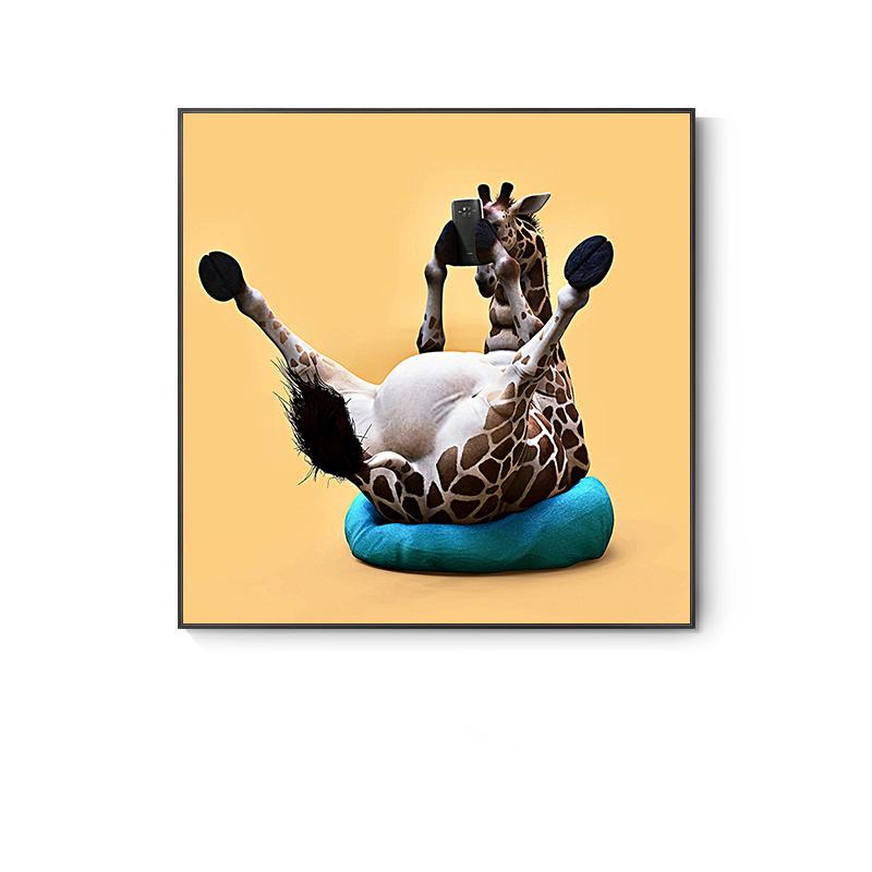 Nordic Cute Animal Posters Funny Giraffe Panda Cat Phone Canvas Painting Wall Pictures for Living Room Decor Kids Room Cuadros