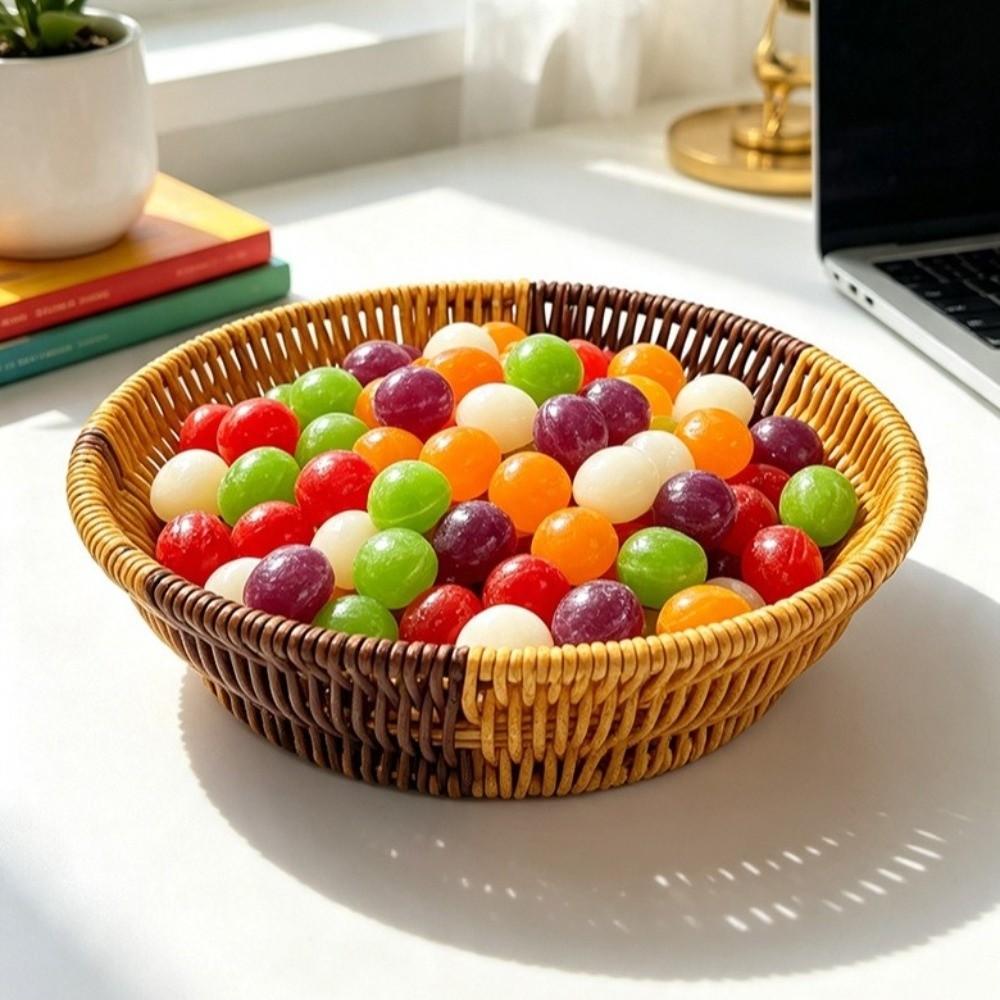 Handwoven Rattan Basket Multi-purpose Storage Tray New Wicker Basket For Kitchen Organizer