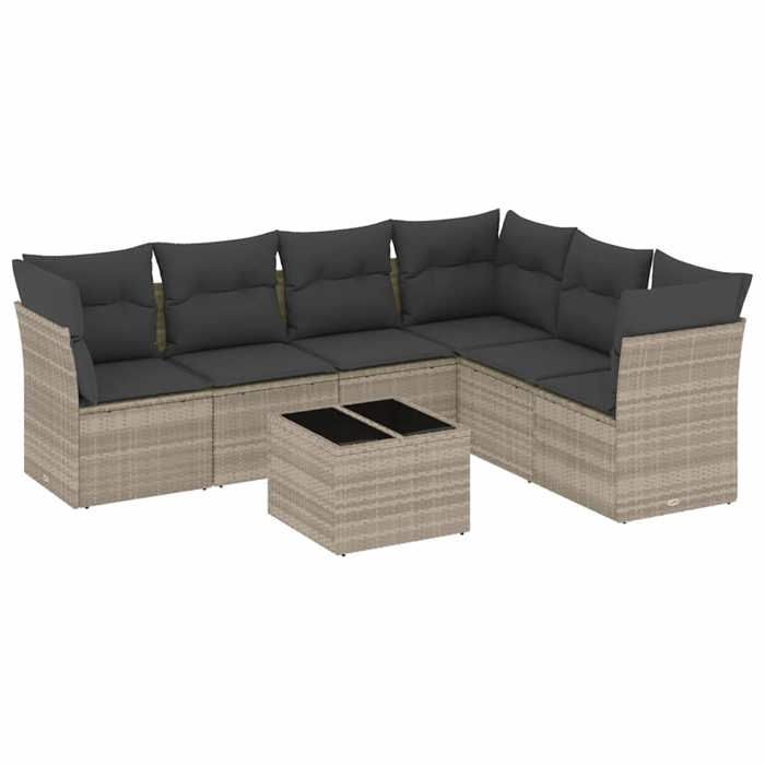 VidaXL Garden Lounge Set with Cushions 7 Pcs, Patio Sofas, Patio Furniture Set, Outdoor Furniture, Grey 3217692