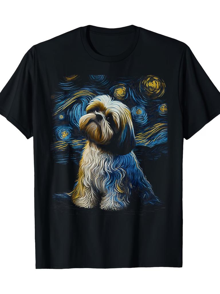 Shih Tzu Star Night Dog Lover Men'S T-Shirt - 100% Cotton, Soft & Breathable, Li