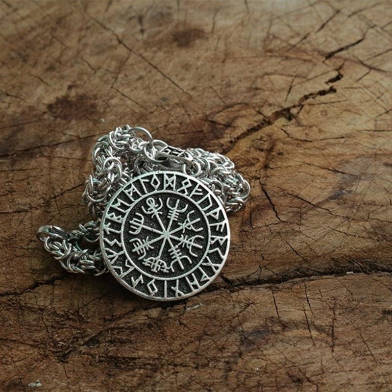 ODIN'S Vegvisir Symbol of Norse Runic Pendant Men Necklace Viking Runes Vegvisir Compass Soul Jewelry