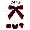 24PCS with Cable Tie Christmas Tree Bows Small Garland Ornament Red Velvet Christmas Bows  Wreath