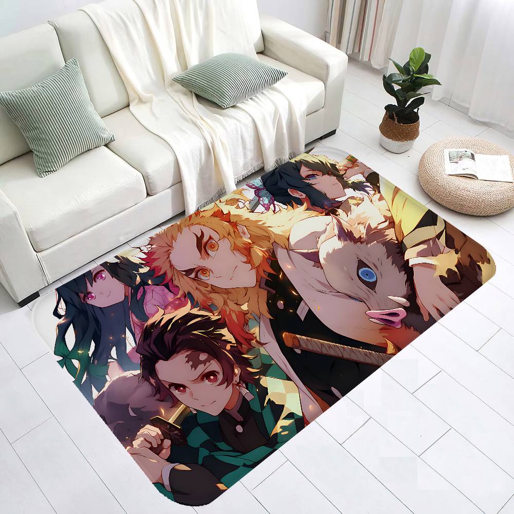 Demon Slayer Entrance Door Mat Rectangle Anti-slip Home Soft Badmat Front Door Indoor Outdoor Mat Toilet Rug