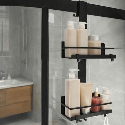 No Drill Bathroom Hanging Shelf Movable Door Hanging Basket Durable Over Door Organizer Bathroom