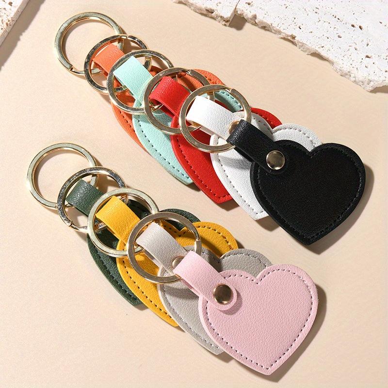 Leather Key Chain Fashion Leather Heart Shape Keychain Women Car Key Holder Home Key Ring Charm Bag Car Pendant Gift