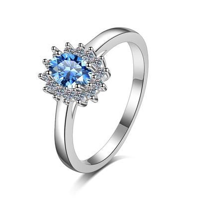 S925 sterling zilveren blauwe moissanite ring voor vrouwen verguld pt950 gouden duif ei Europese en Amerikaanse retro ring trouwring voorstel diamanten ring