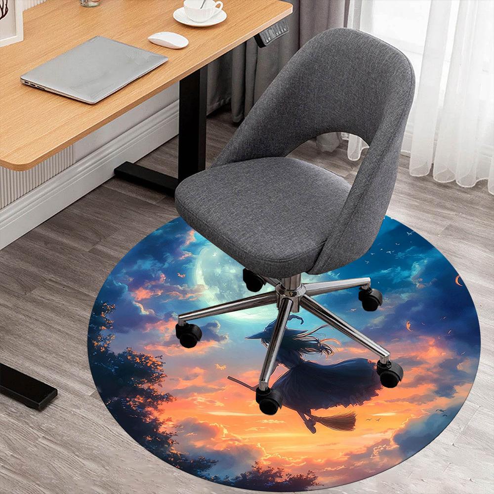 1PC witch broomstick Office Round Area Rug, Under Office Chairs Bedroom Living Room Home Decor,Carpet for Office, -1110225