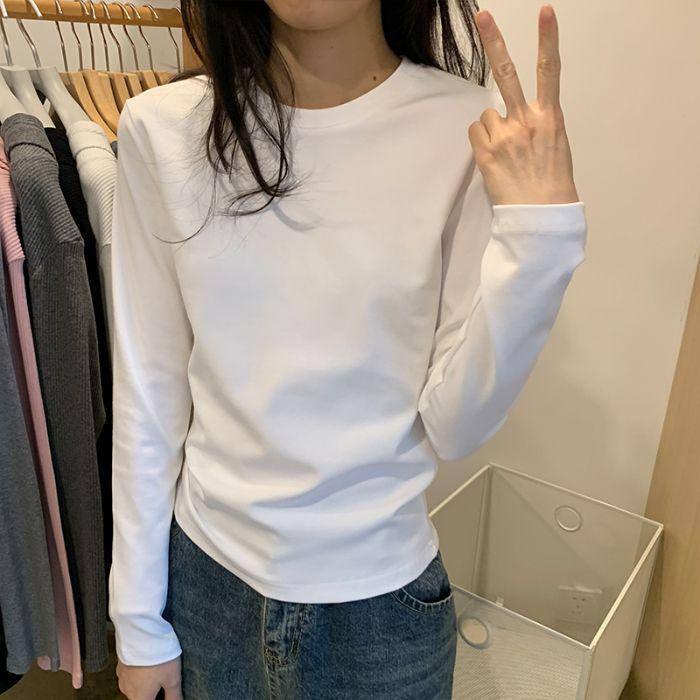 

Женская облегающая футболка с длинным рукавом и U-образным вырезом - Коллекция Осень/Зима Large