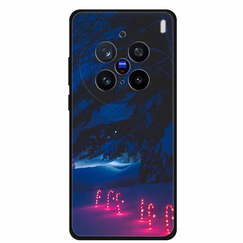Christmas Cover For Vivo X200 Pro 6.78"Black Silicone Case For vivo X200 Pro mini 6.31" TPU Santa Claus ChristmasTree Back Cover