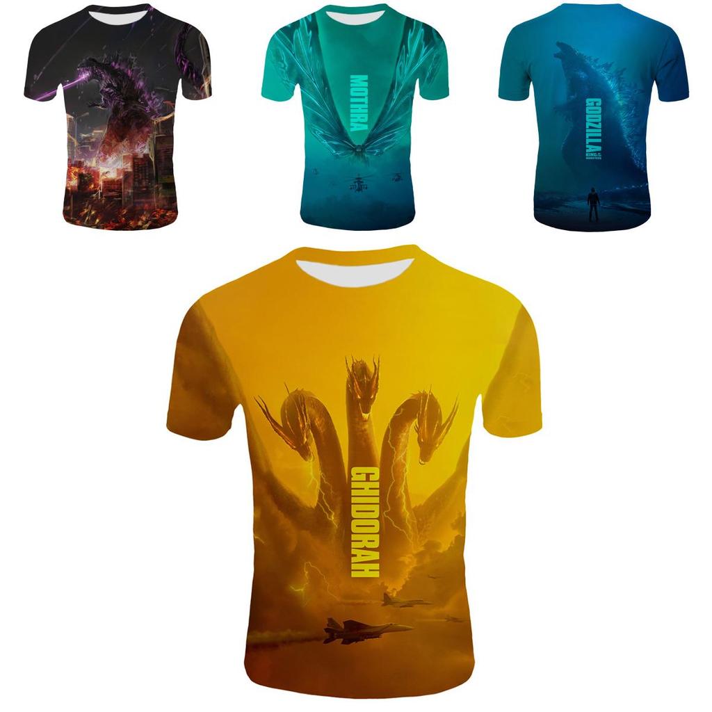 Godzilla King Of The Monster Men Short Sleeve Tops 3d Print Casual T-shirt Tee