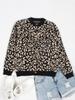 European and American new autumn and winter sweaters women's loose knitted round neck long-sleeved leopard print sweater cardigan jacket