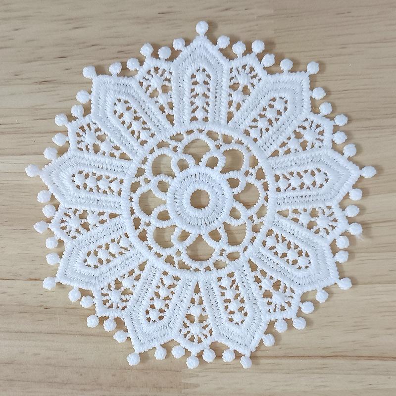 White Vintage Water-soluble Lace Small Coaster Cloth Sticker Clothes Decoration Patch Sticker DIY Hollow Embroidery Fabric Patch Accessories