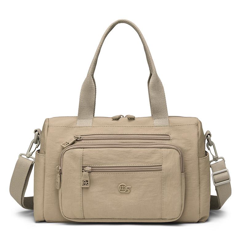 

Women s Nylon Tote Bag with Multiple Zipper Pockets Shoulder Carry for Daily and Travel Use хаки