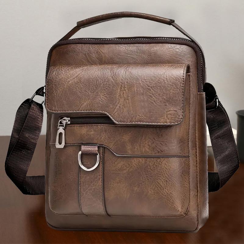 Neutral Style Shoulder Bag for Men and Women, Suitable for Business Travel and Work Pu Solid Color Crossbody Bag.