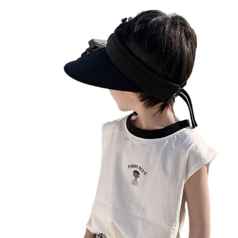 Nouveau Chapeau de Fan pour Femmes Mode Chapeau de Soleil pour Enfants Couvre-Visage Chapeau Haut Vide Chapeau de Soleil UV Femmes