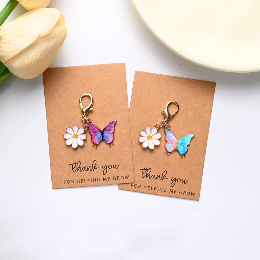 1-20PCS Cute Colorful Butterfly Daisy Keychain Drop Oil Handmade Gift for Thanksgiving Friendship Appreciation Keepsake