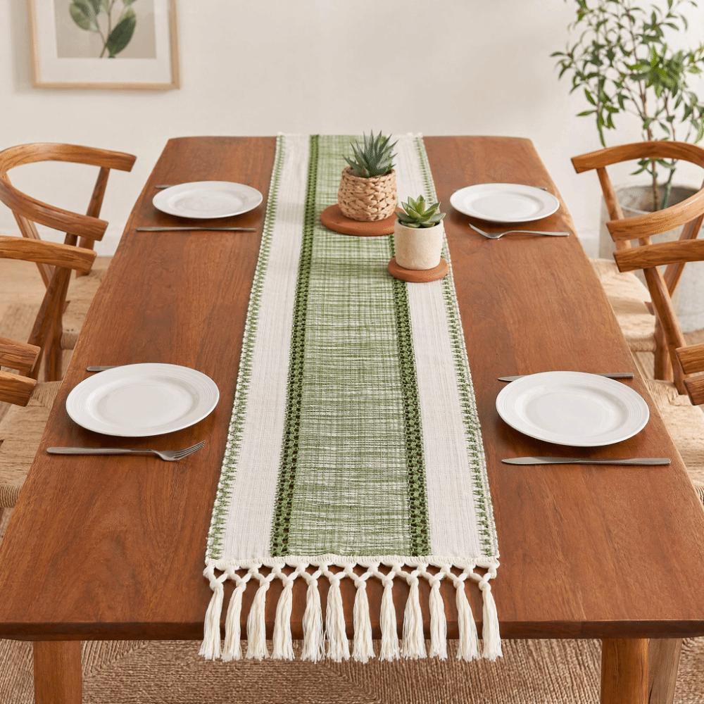 Vintage Table Cover Hand-Knotted Tassel Tablecloth Creative Hollow Out Table Runner Party