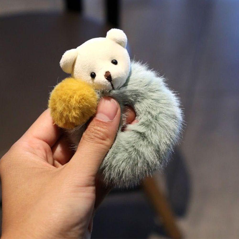 Neues Mädchen Bär Scrunchie Süße Haargummis Haarseil Haaraccessoires Pferdeschwanzhalter
