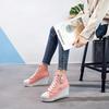 Fashion Autumn 8cm Platform Wedges Shoes Woman Canvas Round Toe Side Zipper Casual Fashion Retro Office Lady Brand Design High Quality