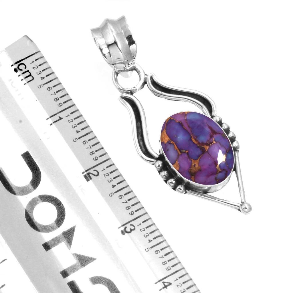 925 Sterling Silver Pendant Women Gemstone Handmade Jewelry Halloween Gift Blue Green Purple Copper Turquoise Pearl Lapis Mother Of Pearl Costume