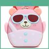 Kids Backpack With Cute Cartoon Sunglasses Bear Pattern Made Of Durable Nylon For Daily Use