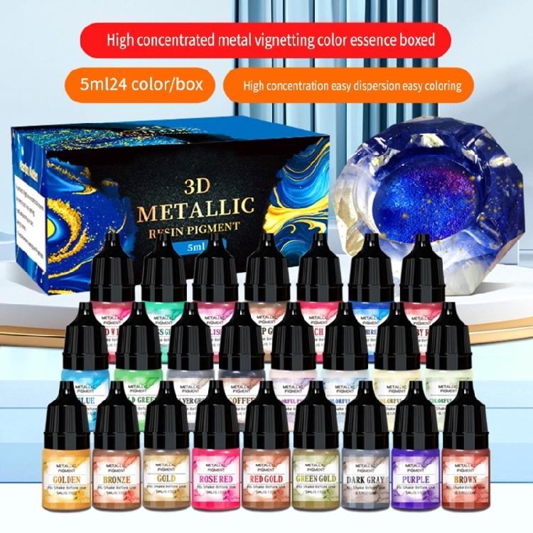 Set of 24 Resin Dye Craft Pigments Epoxy Resin Dye Concentrated Resin Colorant for Projects Paintings and Accessories