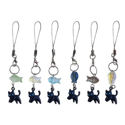 Playful Kitty Key Holder Cartoon Phone Decorative Pendant Acrylic Alloy Texture for Teens College Students Present