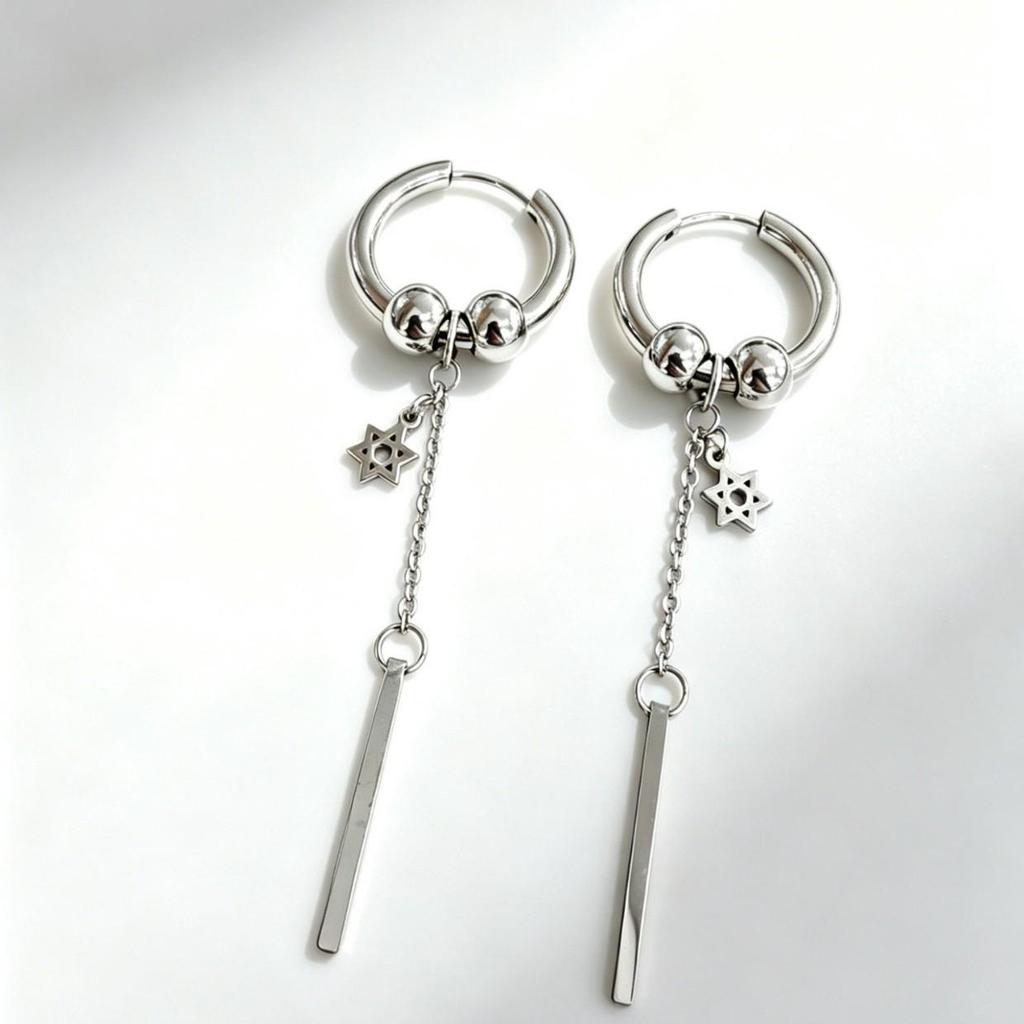 Stainless Steel Round Wire Hip Hop Earrings