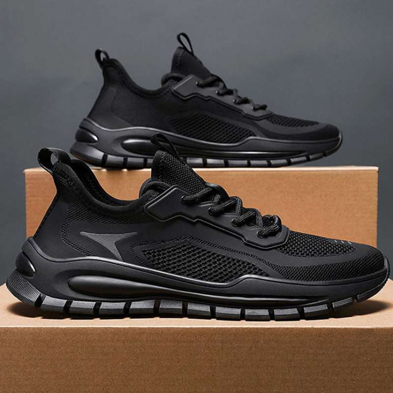 

New men s shoes spring and autumn breathable fly-woven mesh summer sports and leisure shoes mesh shoes men s board shoes deodorant shoes 45 чёрный