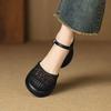 Fashion Thick-heeled Woven Bag Head Sandals Women's Summer 2025 New Versatile Height-increasing Casual Hollow Pig Cage Shoes