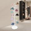 35-Hanger Rolling Hat Display Stand, White Floor-Standing Wig Cap Rack with Wheels - Adjustable 175cm Commercial Hat Holder
