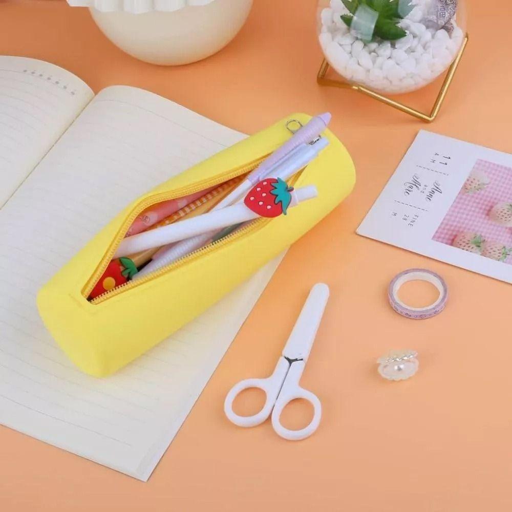 Simple Silicone Pencil Case Large Capacity Cosmetic Bag Portable Stationery Storage Bag