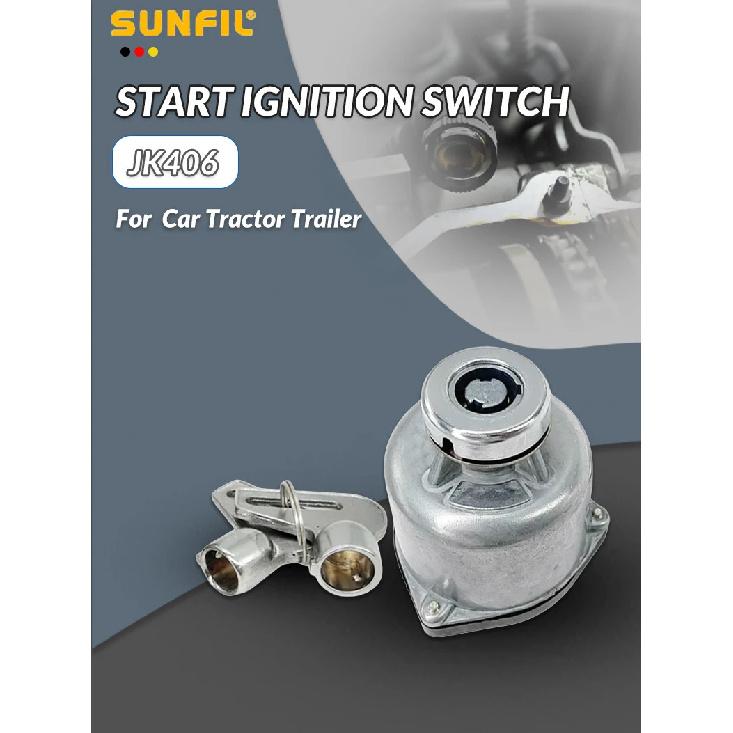 JK406 Car Truck Start Ignition Switch with 2 Keys Preheat Start Switch with 6 Wiring Points for Car Tractor Trailer