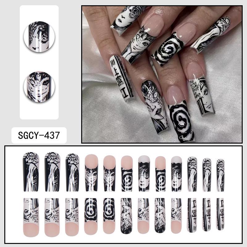 O8 Long Nail Art Tips - European & American High-End Wearable Summer Stickers