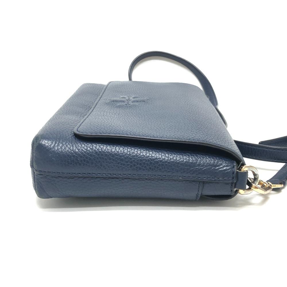 Tory Burch Logo fringe Shoulder Bag Leather blue/SilverHardware