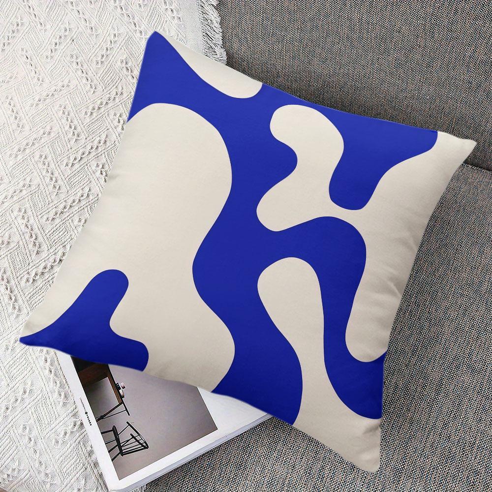 Blue Swirls Minimalist Square Jacquard Pillow Cover for Sofa Office Waist Cushion Cover Home Decorative Pillowcase