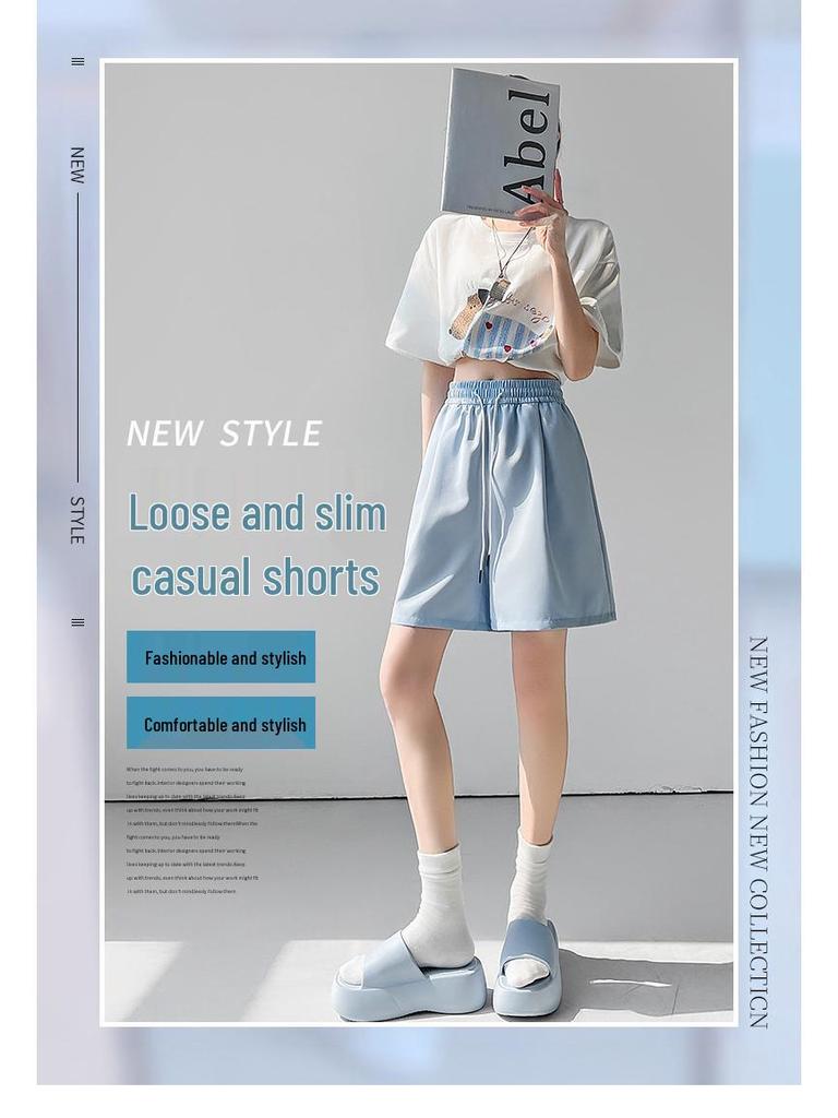 Women's 2025 Ice Silk High-Waisted Quick-Dry Wide-Leg Shorts