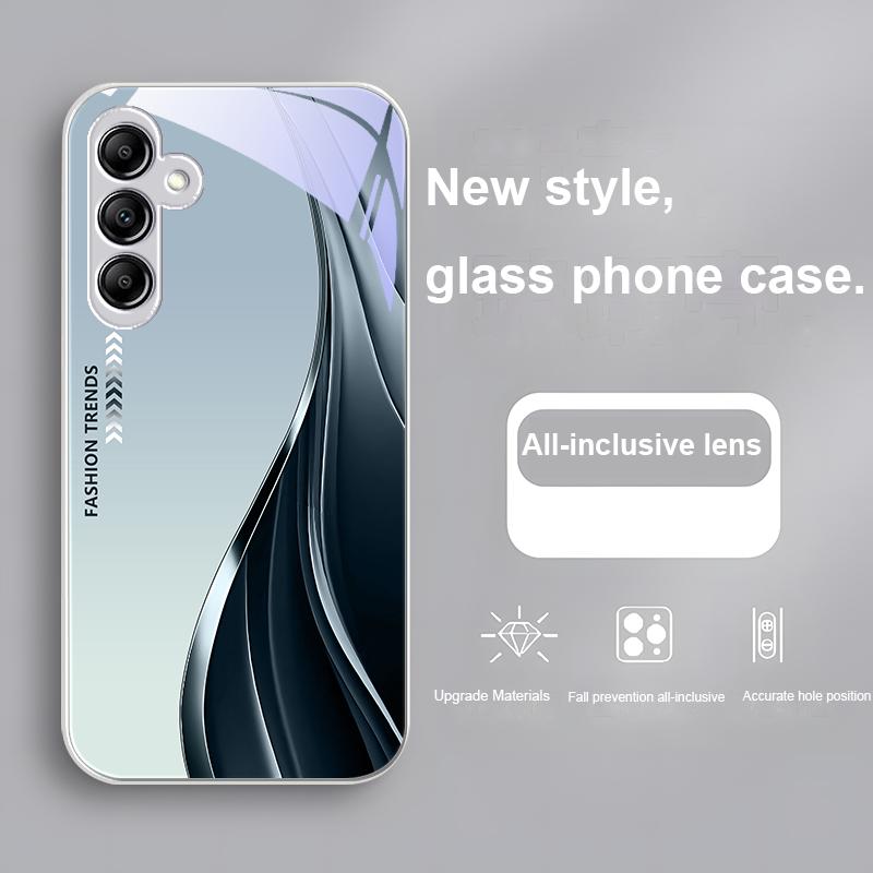 Fashion Trends Silvery for Samsung Galaxy A01 02 03 Core A04 A14 4G A13 54 34 31 20 25 23 22 5G S21 Ultra S20 glass phone case