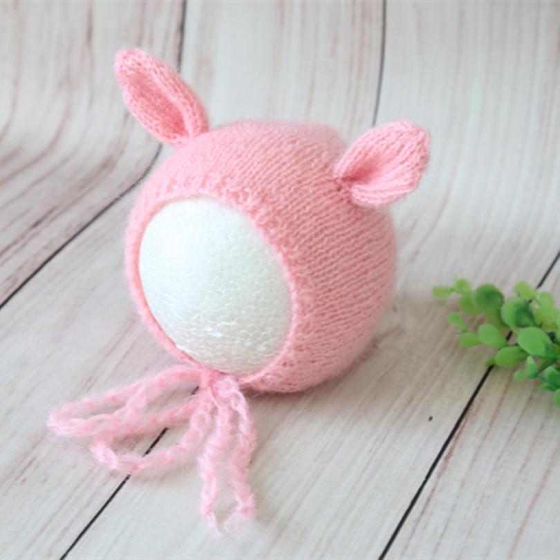 Hand Knitted Crochet Angora Wool Baby Elf Hat Newborn Coming Home Bonnet Beanie for Photography Props
