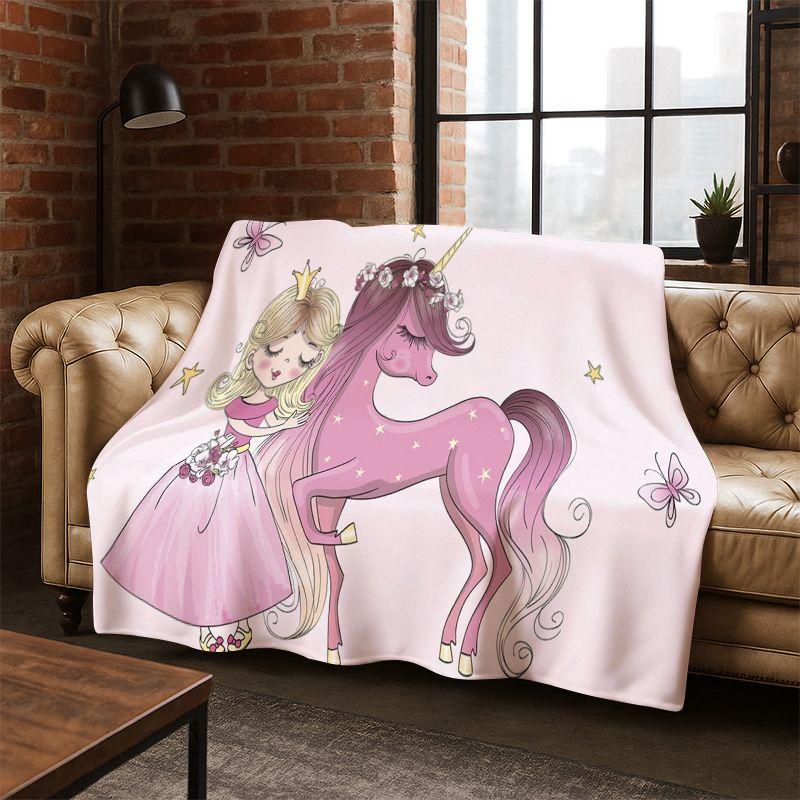 Cartoon Ballet Cute Girl Ballerina Flannel Blanket Soft Warm Blanket Throw Blanket for Bedroom Living Room Bed Travel Picnic Kid