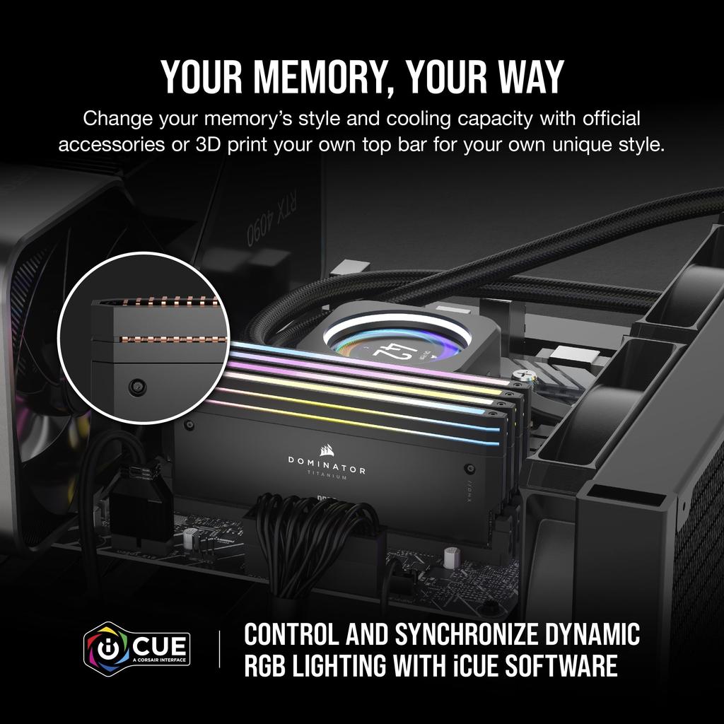 CORSAIR Desktop PC Memory DOMINATOR TITANIUM DDR5 Series Intel XMP Memory Kit 96GB Black x CL32 CMP96GX5M2B6600C32 DDR5-6600MHz (PC5-52800) [48GB 2]