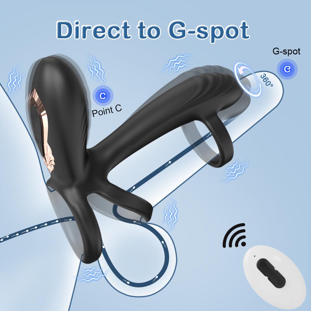 Remote Control Dual Penis Ring Vibrator for Men Delay Time Prostate Massager Cock Rings Twisting Vibrating Sex Toy for Men