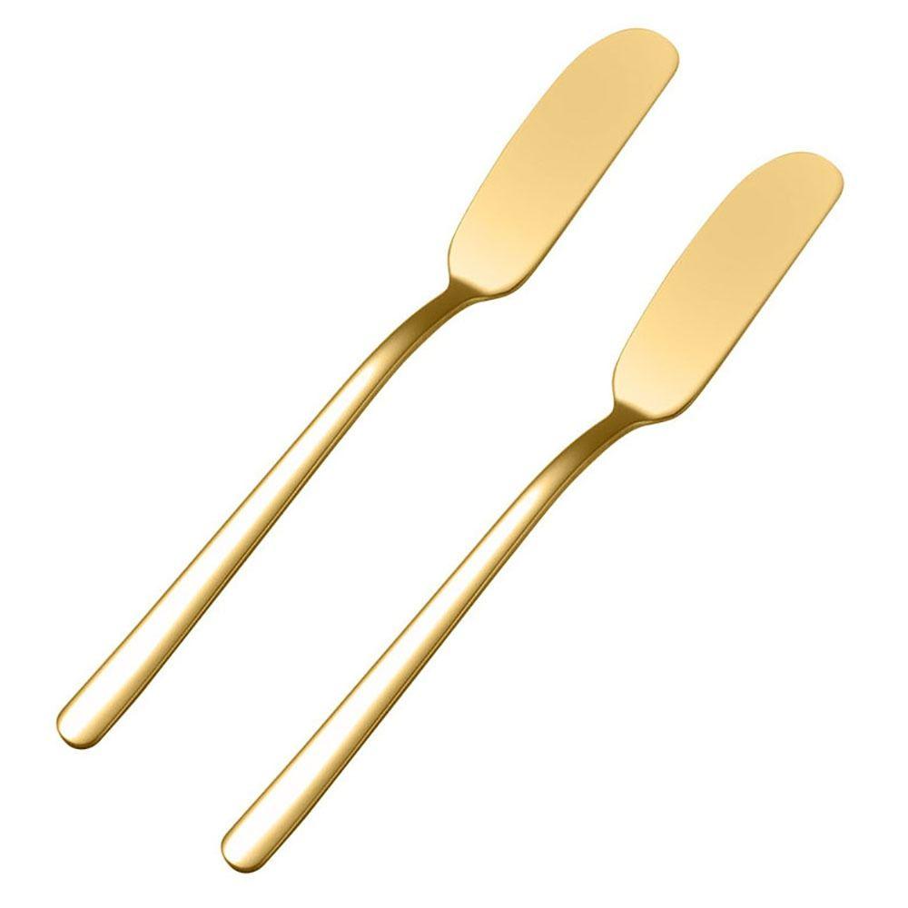 

1/2Pcs Cream Wipe Butter Spoons Bread Jam Tools Toast Scraper Durable Cream Spatula 2Pcs Gold