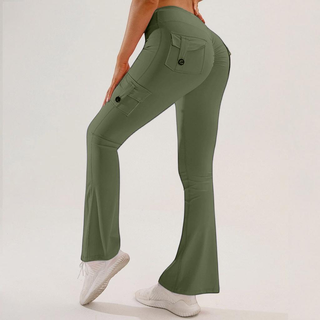 Women’s Yoga Leggings Outdoor Sports Fitness Multi-Pocket Flare Pants Work Trousers