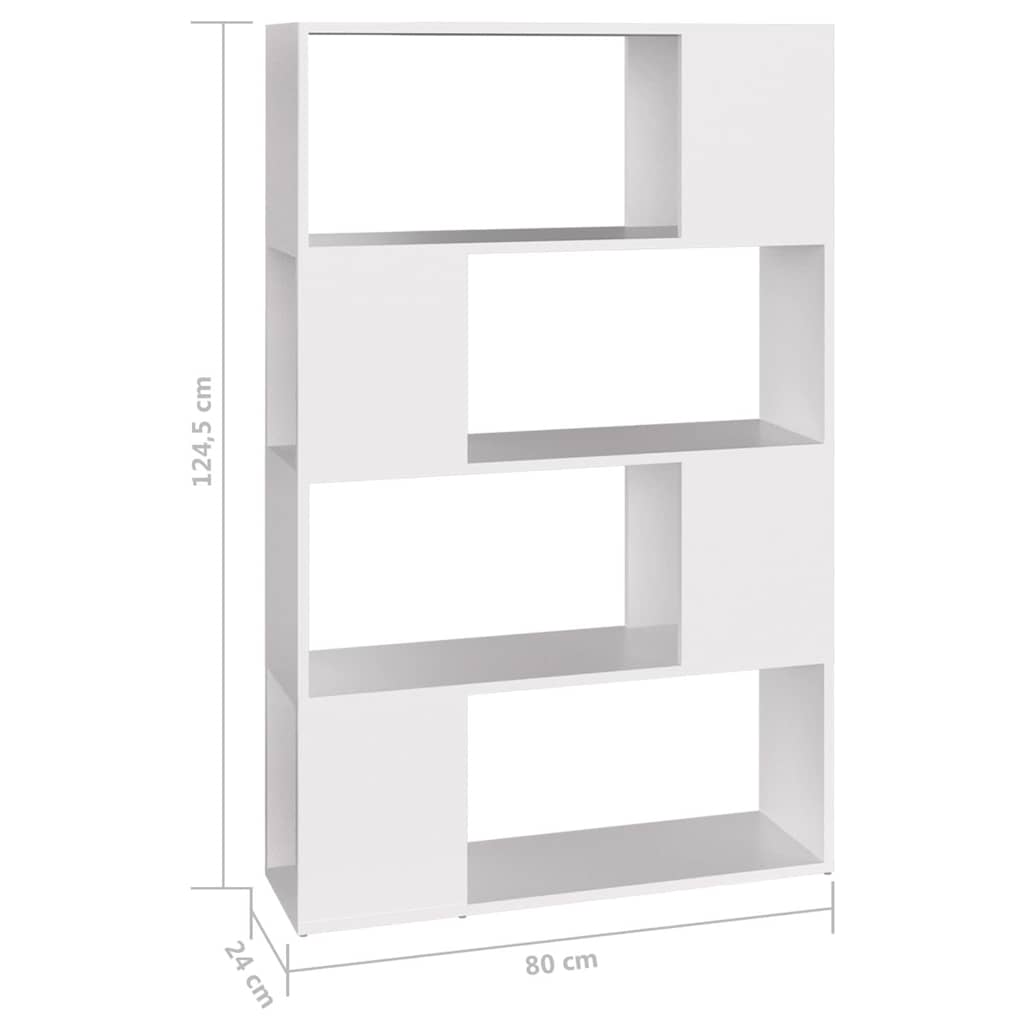 Bookshelf Room Divider White 31.5 x 9.4 x 49 in (80 x 24 x 124.5 cm) Engineered Wood