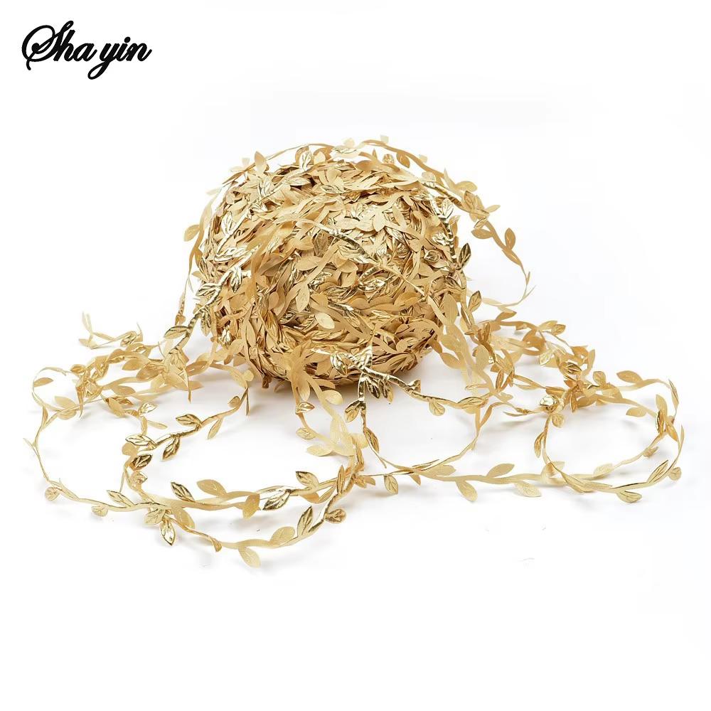 5/20M Gold Leaves Vine Artificial Silk Leaf Wreath Home Handmade Scrapbooking Craft Wedding Decor Fake Flower Rattan Garland