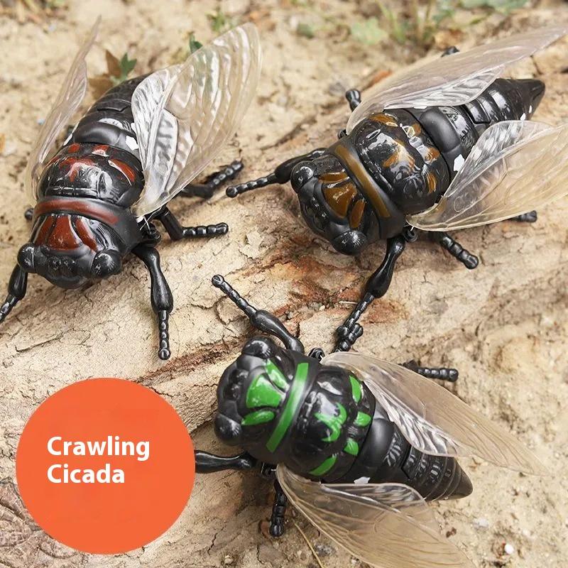 1 Piece Creative Prankster Animated Insect Toy Model Wind Up Cicada Insect Bionic Toys Children's Plastic Animals Wind Up Toy