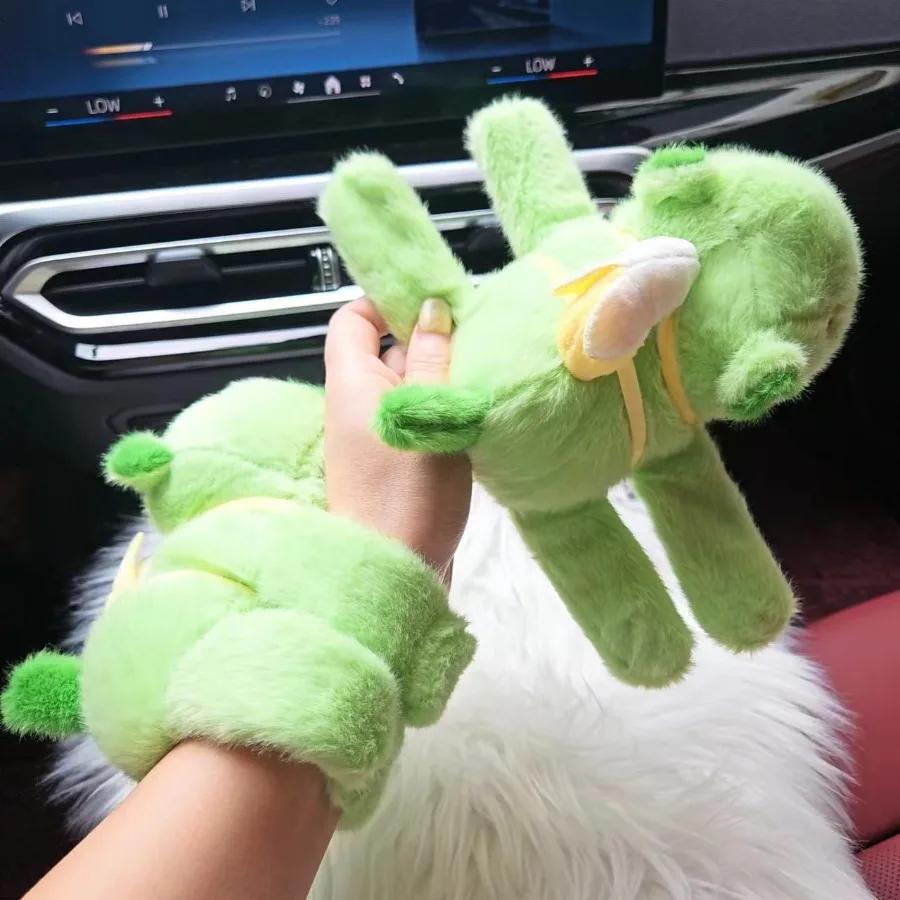 Green Capybara Clap Circle Toys Slap Snap Wrap Wristband Bracelet Capybara Plush Hand Ring Fun Pop Circle Birthday Gift